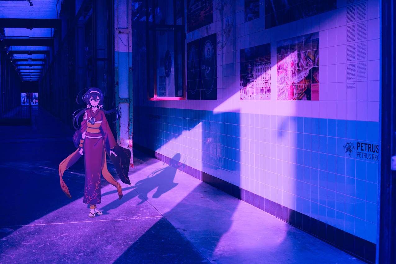 楼道,和服,女孩,影子,4K高清动漫壁纸