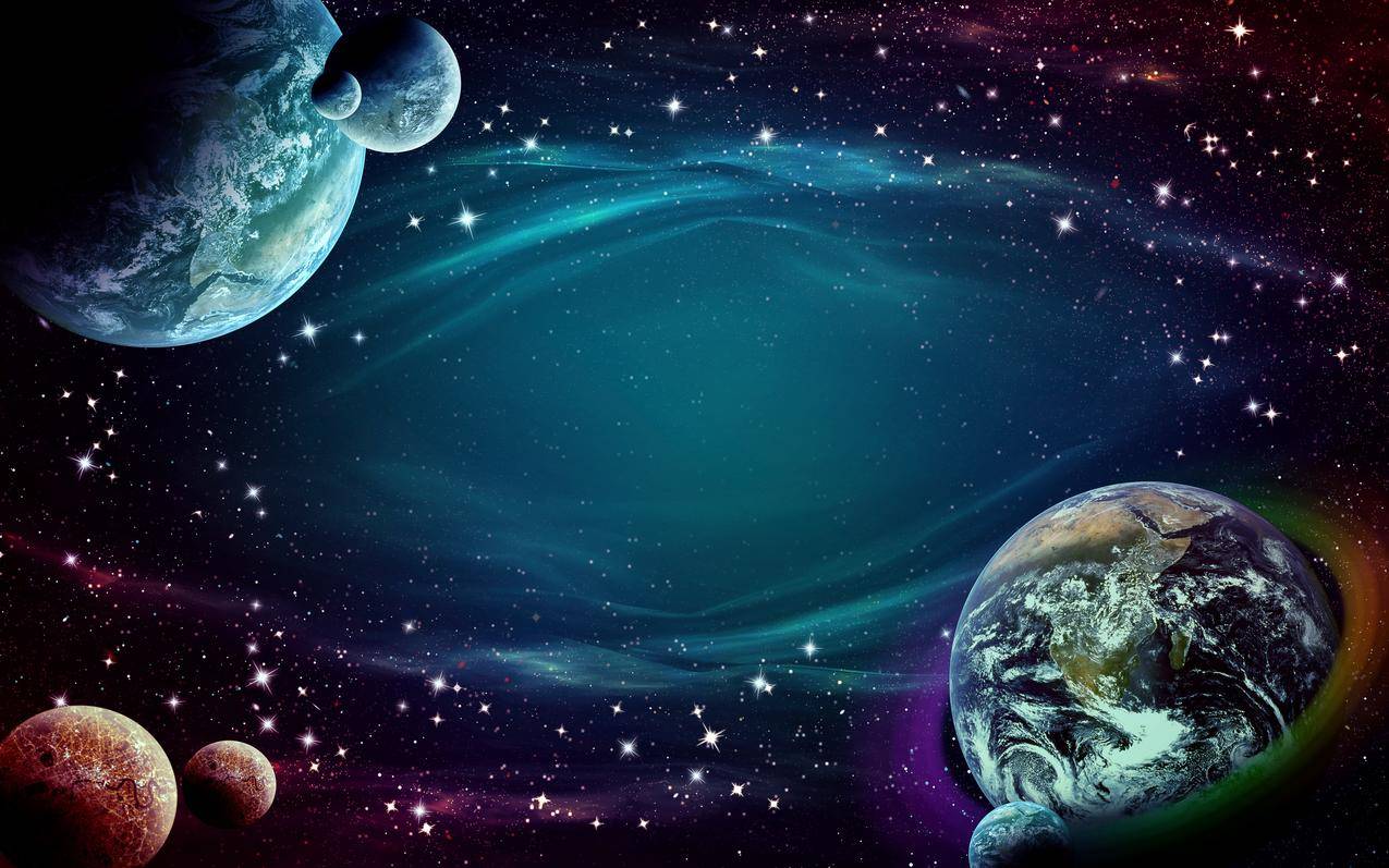 背景,空间,天空,行星,星星,幻想,银河,蓝色,黑暗,4K壁纸