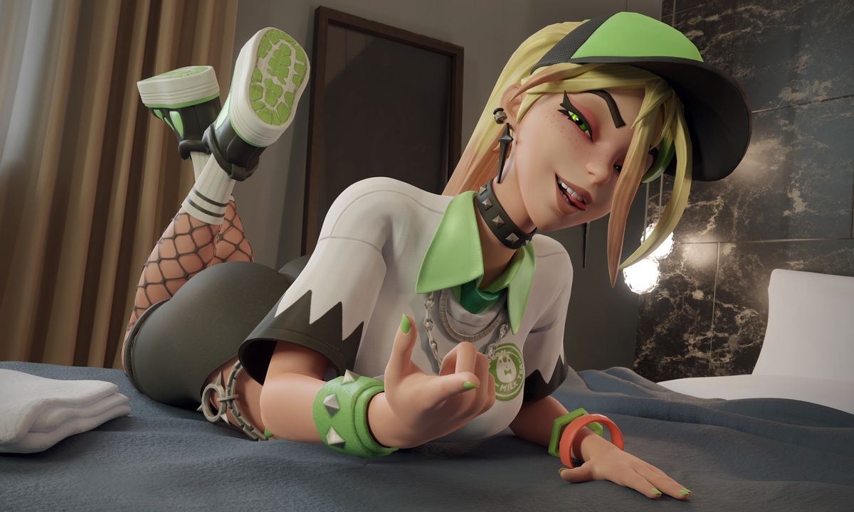 电子游戏 女孩 雀斑 嘲笑 坚持 电子游戏 数字艺术 袜子 白袜子 水手袜 条纹袜 鞋子 鞋底 短袖 棒球帽 酒店房间 4K 壁纸.jpg